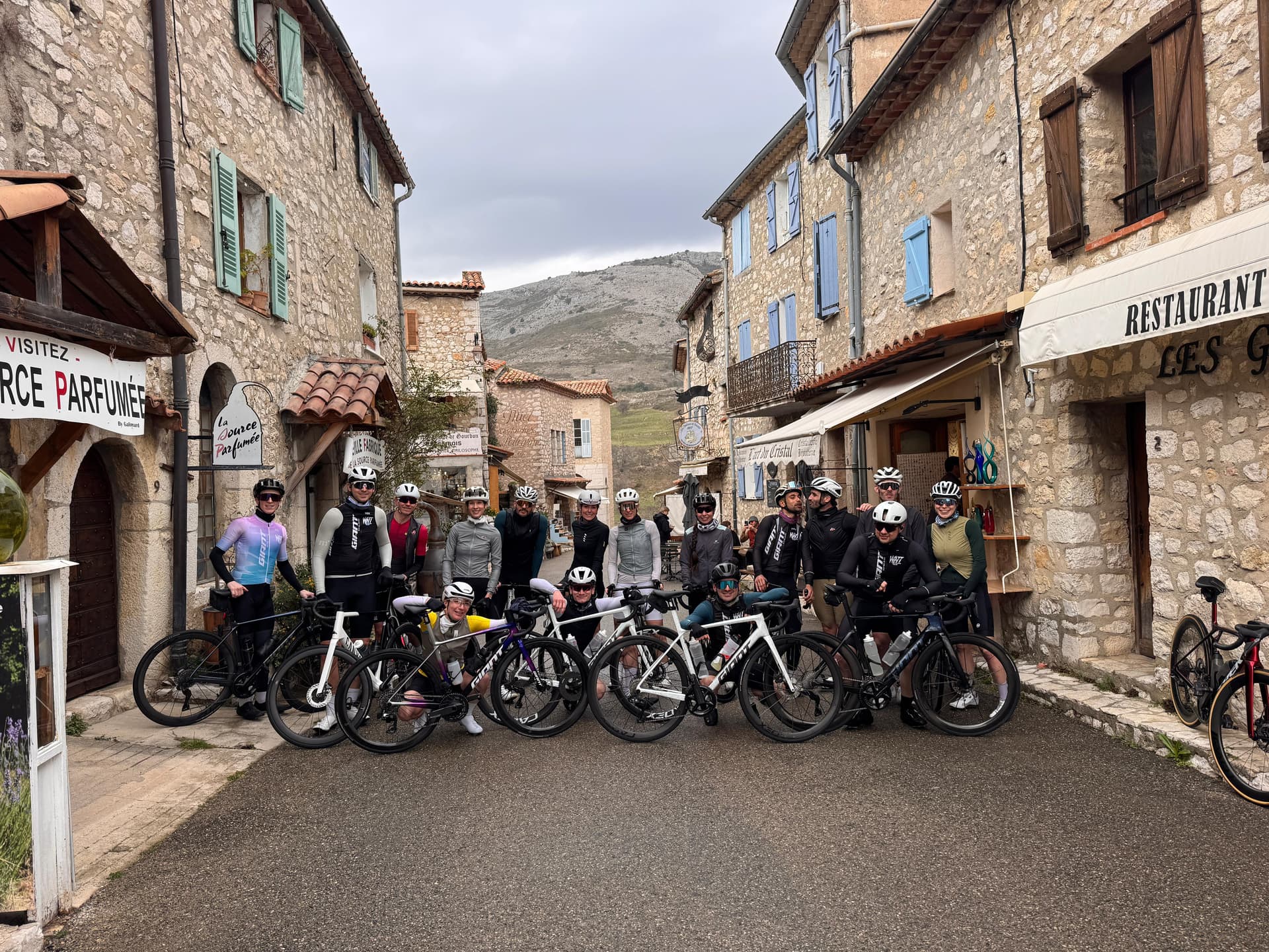 Gourdon, France, with cycling friends.
